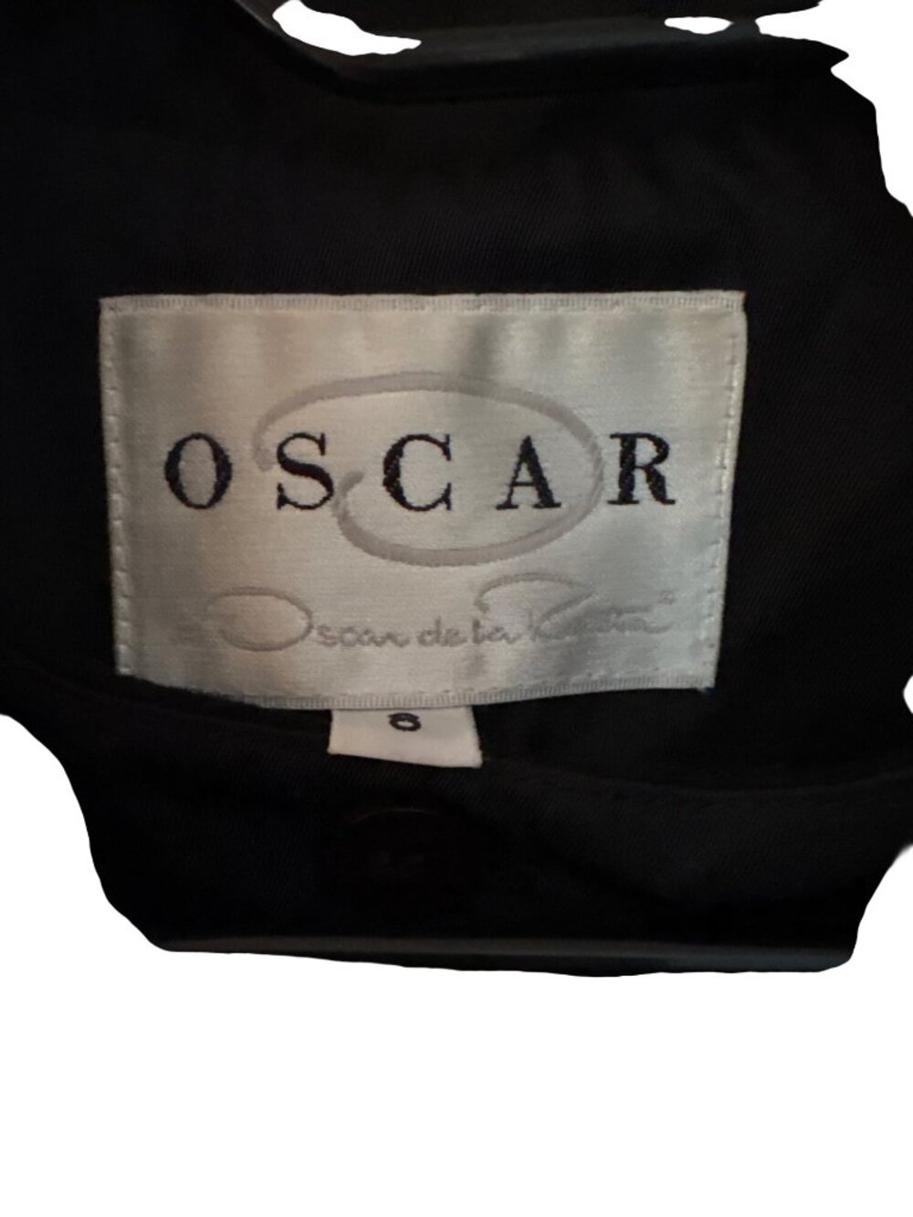 Vintage Oscar De La Renta Black Double-Breasted Trench Coat Size 8 Mob Wife - Picture 2 of 6